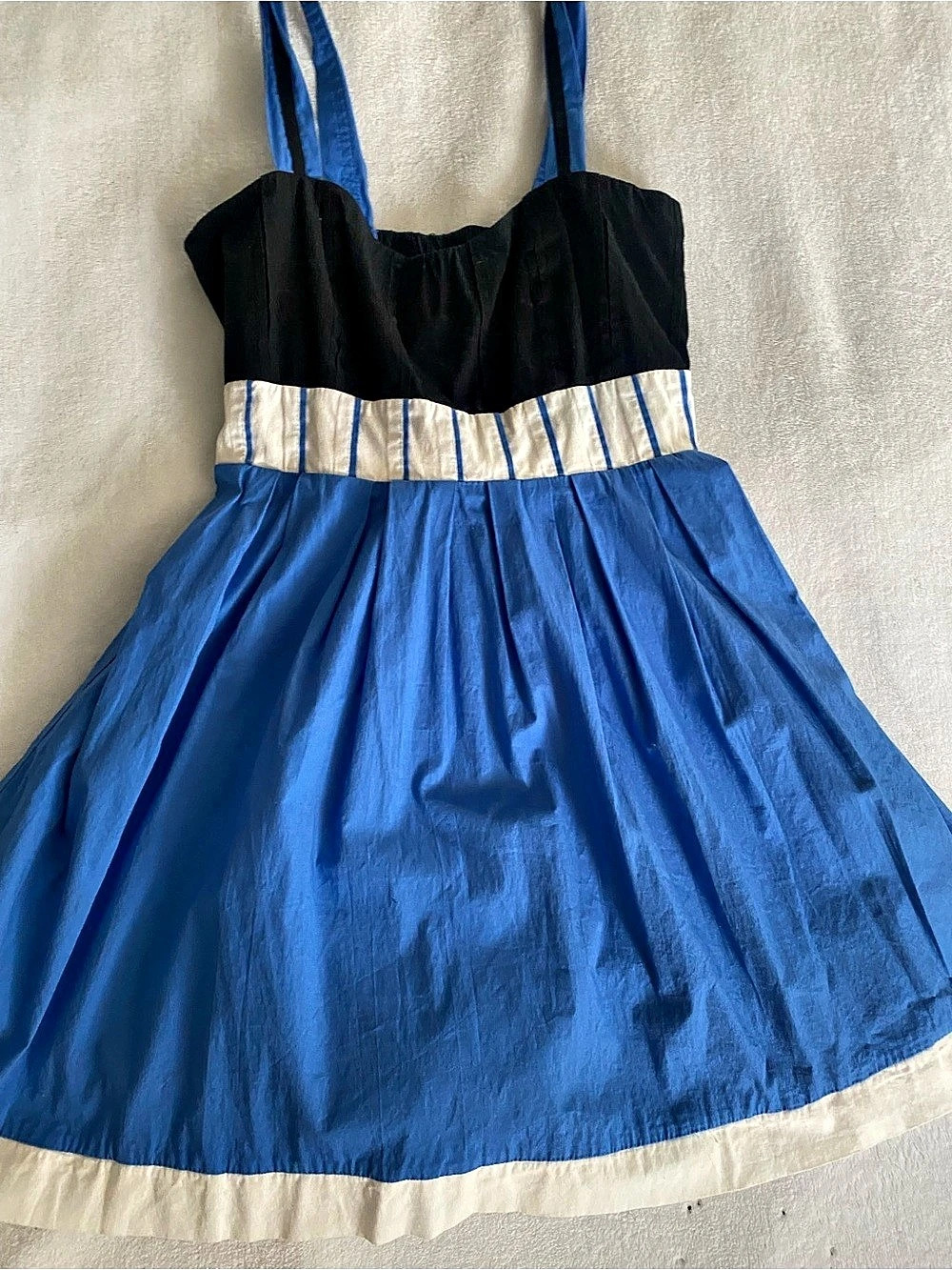 Striped Midi Dress in Blue & White Like New